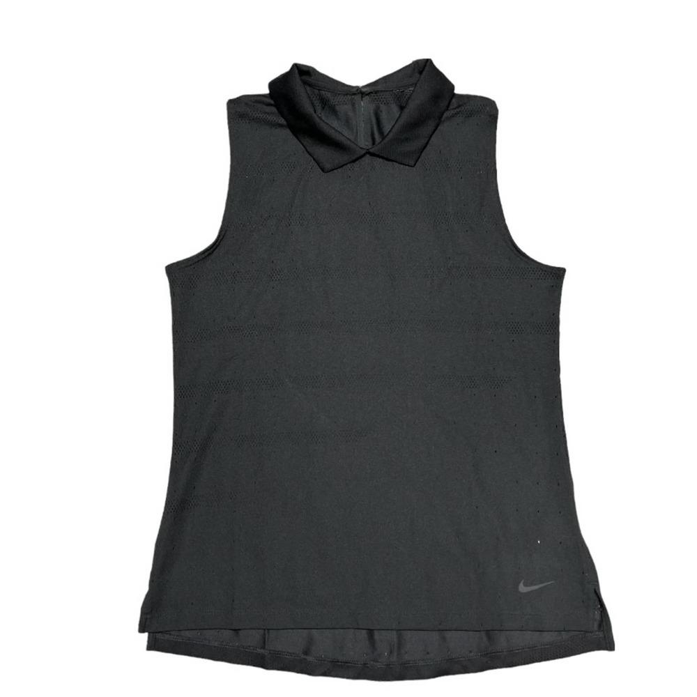 3/$25 Nike Solid Black Sleeveless Collared Perforated Tank Top